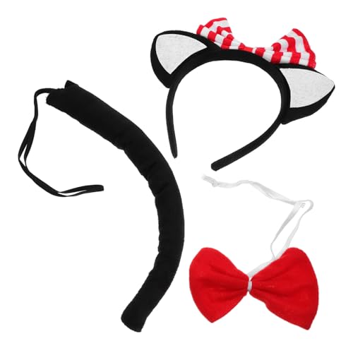 DEARMAMY 1 Set Plüschkatze Kostümzubehör Katzenohren Stirnband Fliege Set Halloween Cosplay Zubehör Kit von DEARMAMY