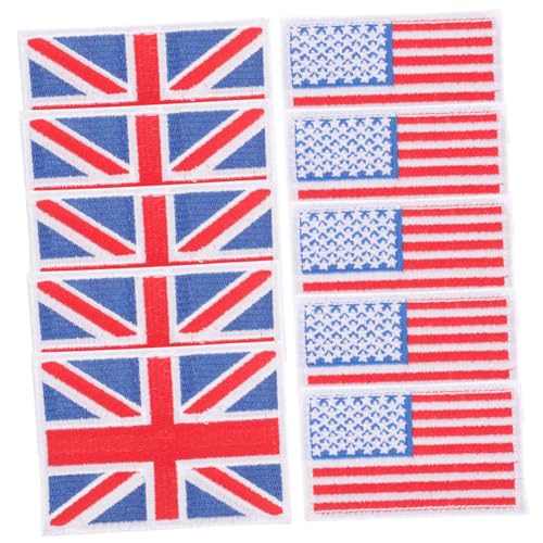 DEARMAMY 10 Stück Usa Flaggen Aufnäher Vereinigte Staaten Aufnäher Zum Aufbügeln Stickereien Polyester Flaggen von DEARMAMY