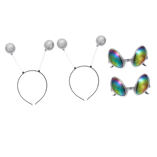 DEARMAMY 2 Sätze kinderferngläser kinderbrille festival glasses party decoration Rechteckige Sonnenbrille Kostüme Grube schnapsgläser außerirdische Brille Aline Kostümzubehör Plastik Silver von DEARMAMY