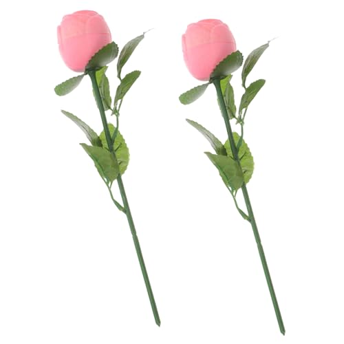 DEARMAMY 2 Stück Elegante Schmuckschatulle Mit Rose Ringschatulle Zum Valentinstag Romantischer Ringhalter Blumen Schmuckschatulle Für Verlobung Und Heiratsantrag von DEARMAMY