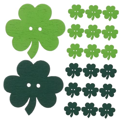 DEARMAMY 50 Stück Holzknöpfe Mit Kleeblatt Für Frühlingsparty Dekorationen DIY Bastelarbeiten Nähprojekte St Patrick'S Day Feiern von DEARMAMY