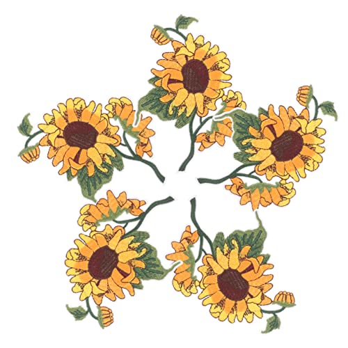 DEARMAMY 5st Sonnenblumen Tuch Aufkleber Sonnenblumenfeld Aufnäher Für Blumenkleidung Flicken Für Hosen Süße Aufnäher Blumenflecken-dekor Patch Zum Aufnähen Blumenbeete Vlies von DEARMAMY