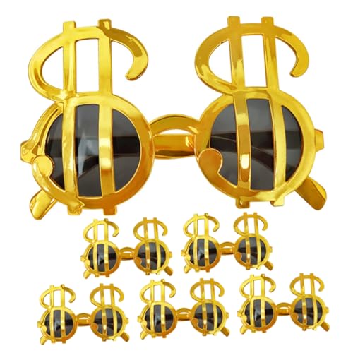 DEARMAMY 6 Paare Dollarzeichen-sonnenbrille Partybrille Im Stil Geformte Gläser Neuheitsbrille Geburtstagsbrille Kreative Brillen Led-brille Alles Zum Geburtstag Brille Golden Pp von DEARMAMY