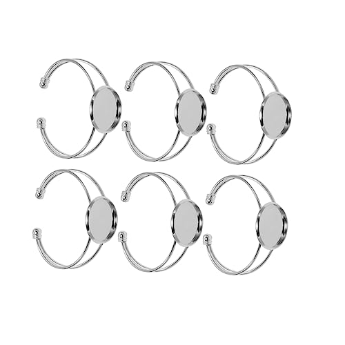 DEARMAMY 6St Ovaler Anhänger verstellbarer Ringrohling Armbänder DIY Armband Basis Stapel flacher runder Ring Zange schmuckherstellung schmuck machen silberarmband Kupferanhänger Silver von DEARMAMY