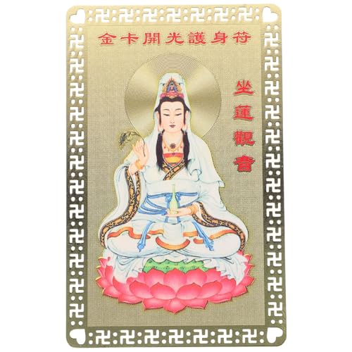 DEARMAMY Chinesische Feng-Shui-Amulett-Karte Tai Sui Buddhistische Amulett-Karte Weltfrieden- -Karte Kwan-Yin-Guanyin-Gold-Schutzkarte für Viel Glück Verheißungsvollen Erfolg von DEARMAMY