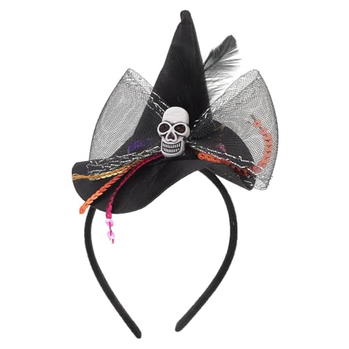 DEARMAMY Halloween-Hexenhut-Stirnband Gothic-Haarband Mit Und Schleife Dekorative Halloween-Kopfbedeckung Kopfbedeckung Für Halloween-Haar-Accessoires Partyzubehör von DEARMAMY