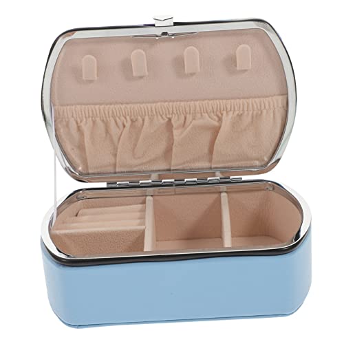 DEARMAMY Kasten bedrucktes Schmuckkästchen personalisiert Gepäck Mini Fall Brautjungfer travel schmuckbox travel jewelry case reise schmuckschatulle Reise-Schmuckkästchen tragbar Pu Blue von DEARMAMY