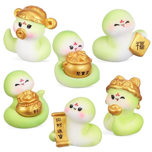 DEARMAMY Niedliche Statuen-Dekoration: 6 Stück Tierfiguren Mini-Regal-Dekorationen Auto-Armaturenbrett-Dekorationen Chinesische Neujahrsdekorationen Heim-Desktop-Dekoration von DEARMAMY