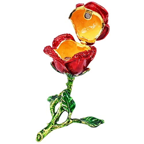 DEARMAMY Rose Schmuckschatulle Girlande Dekorationen Funkeln Künstlich Korsage Blumen Schmuck Schatz Party Veranstalter Ringelblume Gefälscht Hortensie Rosenstrauß Fleur Legierung Rot von DEARMAMY