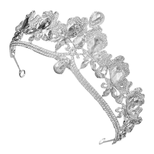 DEARMAMY Tiara Strasskrone Für Damen Schmuckkronen Aus Strass Diamantkronen Für Die Braut Prinzessin Krone Hochzeitskrone Geburtstagsaccessoires Für Frauen Metallkrone Silver Zinklegierung von DEARMAMY