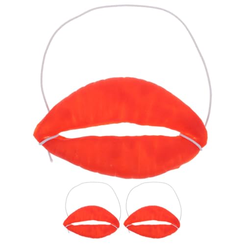 DEARMAMY Würstchen-Mund-Dekoration, lustige rote Lippen, lustige Lippen, Fotokabine, Aprilscherz, Requisiten für Maskerade, Cosplay, Partyzubehör, 3 Stück von DEARMAMY