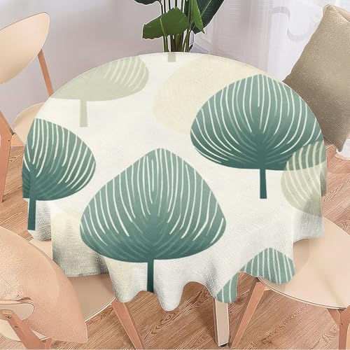 DEBAOKA Minimalistische runde Tischdecke mit Baum, bunte Naturblätter, wiederverwendbar, kreisförmig, hitzebeständig, schmutzabweisend, Tischdecke für Esszimmer, Küche, Innen- und Außenbereich, von DEBAOKA