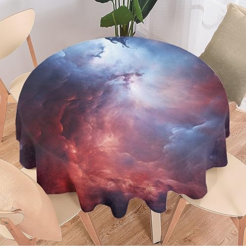 DEBAOKA Runde Tischdecke, Motiv: Mysterious Nebulae, natürliches Universum, blau-rot, wiederverwendbar, kreisförmig, hitzebeständig, schmutzabweisend, Tischdecke für Esszimmer, Küche, Innen- und von DEBAOKA