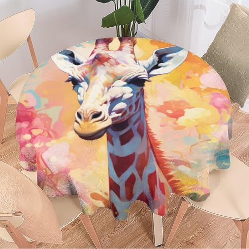 DEBAOKA Runde Tischdecke, abstrakte Giraffe, rustikale Fantasie, Natur, Tier, wiederverwendbar, kreisförmig, hitzebeständig, schmutzabweisend, Tischdecke für Esszimmer, Küche, Innen- und Außenbereich, von DEBAOKA