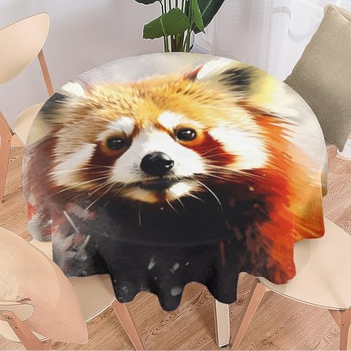 DEBAOKA Runde Tischdecke mit abstraktem Panda, rustikale Natur, Tier, Retro, wiederverwendbar, kreisförmig, hitzebeständig, schmutzabweisend, Tischdecke für Esszimmer, Küche, Innen- und Außenbereich, von DEBAOKA