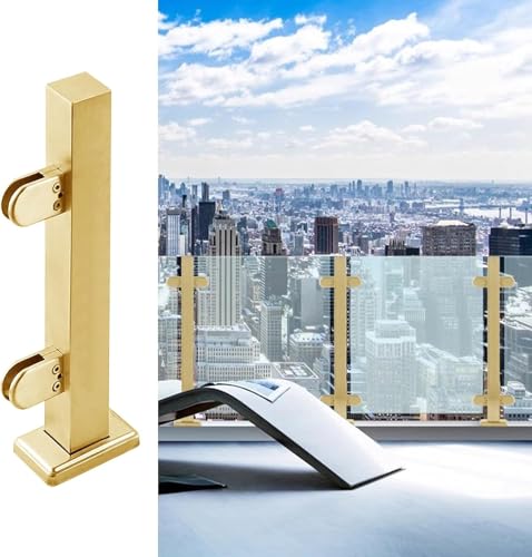 DECAKE Glasgeländersäule, (Metall gebürstetes Gold, Glasgeländerpfostenbeschläge, Glasbalustrade-Zaunpfosten für den Innen- und Außenbereich mit Klemmen, Pa DECAKE Glasgeländersäule, (Metall gebürstetes Gold, Glasgeländerpfostenbeschläge, Glasbalustrade-Zaunpfosten für den Innen- und Außenbereich mit Klemmen, Pa von DECAKE