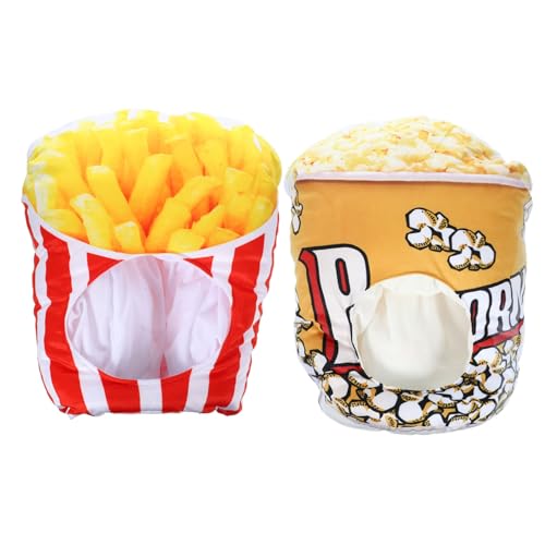 DECHOUS 1 Set 2 Stück Haustier Transformationshut Partyhüte Für Neuheitskappe Essen Plüsch Pommes Frites Hüte Pommes Frites Kostüm Plüsch Popcorn Hüte Gefüllte Pommes Frites Bekleidung von DECHOUS