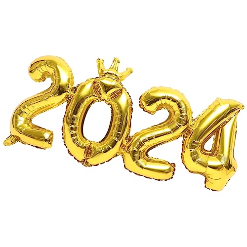 DECHOUS 1 Set 2024 Aluminiumfolie Zahlenballon Für Neujahrs Und Abschlussfeier Dekoration Goldene Folienballons Für Festliche Partys Und Jubiläen von DECHOUS