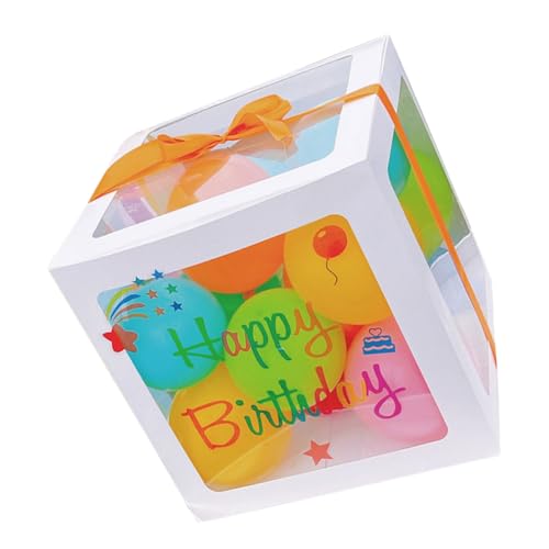 DECHOUS 1 Set Geburtstagsdeko Ballon Box Mit Luftballons Kreative Geschenkbox Für Geburtstagsfeiern Bunte Dekoration Für Jungen Und ädchen Partybedarf Mit 7 Bunten Aufklebern Und von DECHOUS