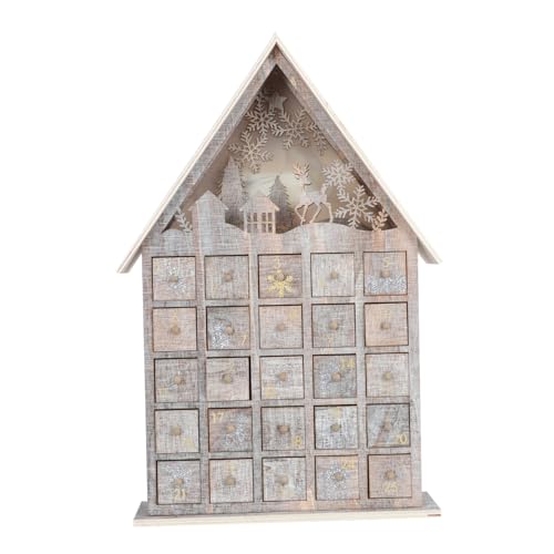 DECHOUS 1 Stück Dekorative Lichter countdown kalender countdown calender jewelon weihnachtsspeicherorganisator Weihnachten leuchtend schmücken Weihnachtsgeschenk hölzern Beige von DECHOUS