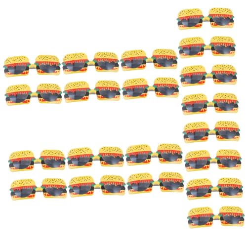 DECHOUS 10 Sätze Hamburger Rave Gefälscht Windsäcke Und Spinner Neuartige Partybrille Gläser Sonnenbrillen-Requisiten in Burgerform Yellow 2 Stücke * 10 von DECHOUS