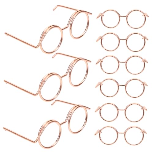 DECHOUS 10 Stücke Miniatur Puppenbrille Aus Metall – Runde Brillen Für Puppen – Perfekte Verkleidung Und Zubehör Für 18 Zoll Puppen – Ideal Für Kostümpartys Und Cosplay von DECHOUS