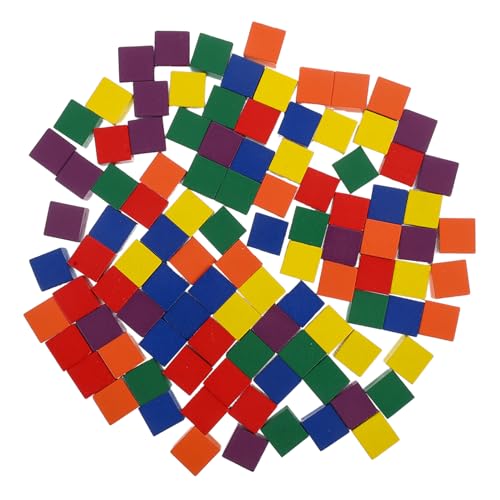 DECHOUS 100 Stücke Multicolor Holz Würfel - 1 Cm Große Montessori Handwerksblöcke Für DIY Projekte - Puzzle Und Kreative Bastelarbeiten Ideales Für Und Erwachsene von DECHOUS