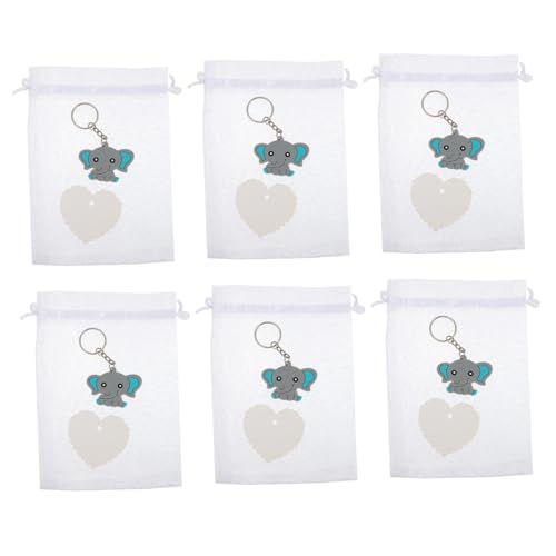 DECHOUS 15 Sets Elefant Schlüsselanhänger Medaillon Geldbörse Schlüsselanhänger Jungen Des Deckels Schlüsselanhänger Party Souvenirs Elefant Schlüsselanhänger Favor Bags Blaues Papier von DECHOUS