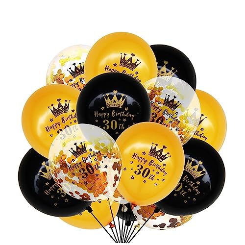 DECHOUS 15 Teiliges Geburtstagsballons Set Mit Obstballons Süße Ballons Geburtstags Heliumballon Golddekor 30 Geburtstagsdekoration Zahlenballon Splitter Buchstabenballons von DECHOUS