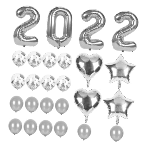 DECHOUS 2022 Neujahrs Ballon Set 26 Teiliges Dekorationsset Mit Zahlenballons Und Folienballons Für Silvesterfeier Partydekoration Und Jubiläumsfeiern von DECHOUS