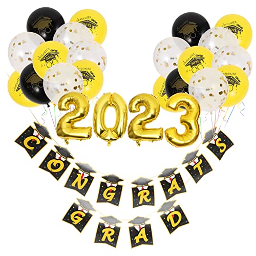 DECHOUS 2023 Abschlussfeier Deko Set Congrats Grad Banner Und 24 Partyballons 8 8 8 Mit Aluminiumfolie Perfekt Für Schulabschlussfeiern Und von DECHOUS