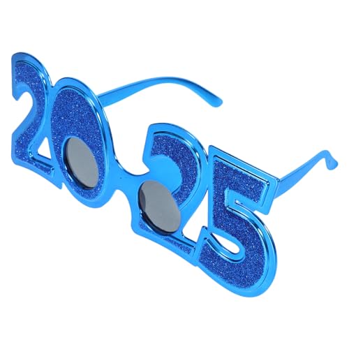 DECHOUS 2025-Brille 2025-Neujahrsbrille Abschluss-Sonnenbrille Klasse 2025-Glitzer-Zahlenbrille Ausgefallene Lustige Sonnenbrille Party- -Requisiten Blau von DECHOUS