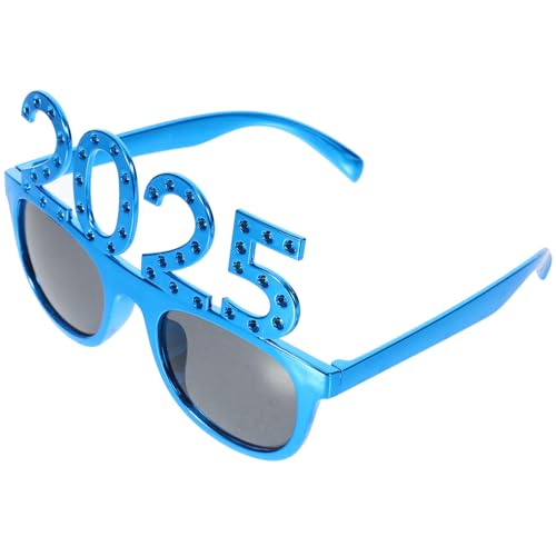 DECHOUS 2025-Brille 2025-Silvesterbrille Abschlussbrille Glitzernde Strass-Zahlenbrille Lustige Sonnenbrille Klasse Von 2025 -Requisite Blau von DECHOUS