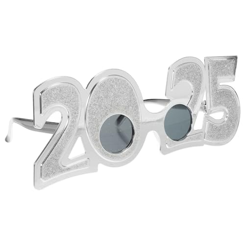 DECHOUS 2025 Kunststoffbrille 2025 Zahlenbrille Glitzernd Frohes Neues Jahr Vorabendbrille -Requisiten Für 2025 Abschlussfeier Silvesterparty Gastgeschenke Zubehör Silber von DECHOUS