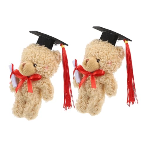 DECHOUS 2St Dr. Bärenpuppe Zubehör Tiere Hasenohren Puppentiere Geschenktiere bezaubernde Tiere Der Abschluss hat Charme Plüsch-Grad-Bär Abschluss Bär Filzstoff Light Brown von DECHOUS