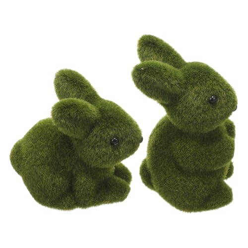 DECHOUS 2er Set Flockige Osterhasen Figur Dekoration üße Kaninchen Modelle Für Tisch Fensterbank Und Garten Ideale Deko Für Ostern Und Frühlingsfest von DECHOUS