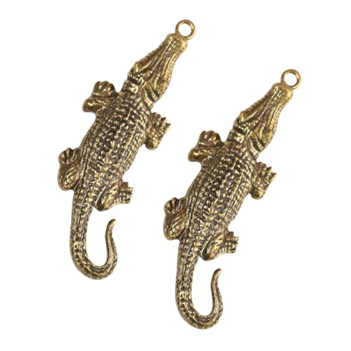 DECHOUS 2st Schlüsselanhänger Alligator Perlen Teichverzierungen Im Freien Schmuckherstellung Mit Tieranhängern Schildkröte Krokodil Coole Skelettfigur Golden Messing von DECHOUS