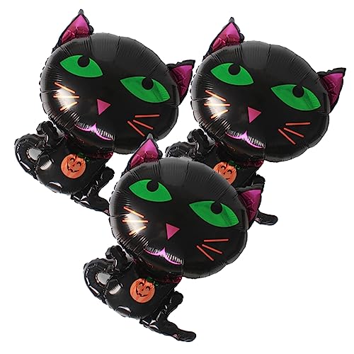 DECHOUS 3 Stück Halloween Aluminiumfolie Ballons Katzen Und Spukhaus Design Leuchtende Luftballons Für Halloween Party Dekoration Ideal Für Kindergeburtstage Und Feierlichkeiten von DECHOUS