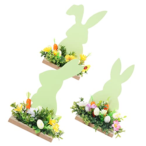 DECHOUS 3 Stück Osterei-Hasen-Verzierung Anomalie doppelt Ostern gestuftes tablett büro Dekoration Easter Bunny frühlingsdeko Ostern hausdekorationen Hasenornament aus Holz Plastik von DECHOUS