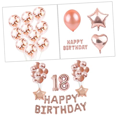 DECHOUS 37 Teiliges Set Happy Birthday Luftballons Roségold Dekorative Luftballons Aus Natürlichem Latex Und Folie Inkl Konfetti Ballons Für Geburtstagsfeiern 18 Jahre Feier von DECHOUS