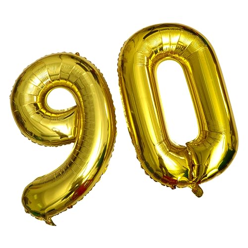 DECHOUS 40 Zoll Jumbo Goldzahl 90 Luftballon Für Geburtstag Und Jubiläum Riesige Folienballons Für Partydekoration Und Foto Requisiten Ideal Für Feste Und Feiern von DECHOUS