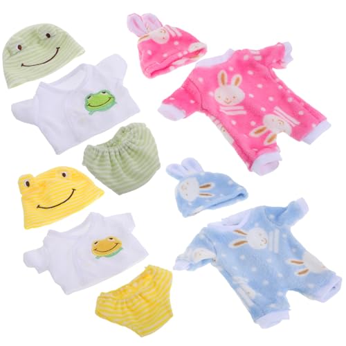 DECHOUS 4Sätze Babypuppen Kleidung Tieroutfits Für Süße Babydoll Kleidung Gelber Frosch Sowie Und Blauer Hasen Overall Für Reborn Puppen von DECHOUS