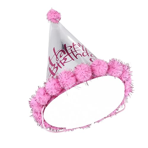 DECHOUS 5st Geburtstagskappe Hut Zum 1. Geburtstag Kegelhut Aus Glitzerpapier Geburtstag Kegelhüte Geburtstagsparty-hut Geburtstag Papierhut Glitzer Pompons Partykegelhüte Bommelmütze Rosa von DECHOUS