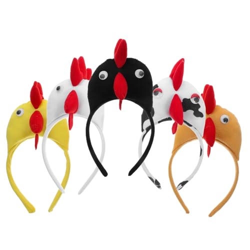 DECHOUS 5st Maskerade-kopfschmuck Party-kostüm-requisite Huhn Kostümzubehör Stirnband Für Halloween Lustiges Halloween-stirnband Hähnchen-cosplay-zubehör Hahn-stirnband Pp Baumwolle von DECHOUS