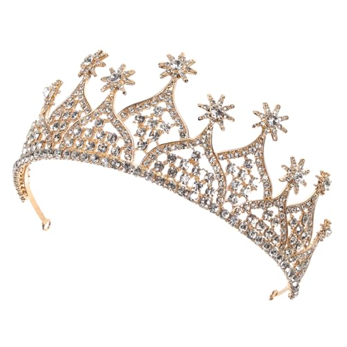 DECHOUS Braut Kopfschmuck Kronen Für Frauen Brautkopfschmuck Für Die Party Hochzeit Kopfschmuck Haarschmuck Für Die Braut Braut, Schärpe Zu Sein Tiaras Für Braut Braut- Strasssteine Golden von DECHOUS