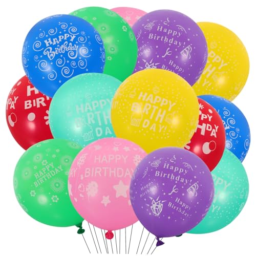 DECHOUS Bunte Happy Birthday Luftballons Verstärkter Latex Für Geburtstagsfeiern Party Dekorationen Ideal Für Geburtstagsfeiern Kinderfeste Und Jubiläen von DECHOUS