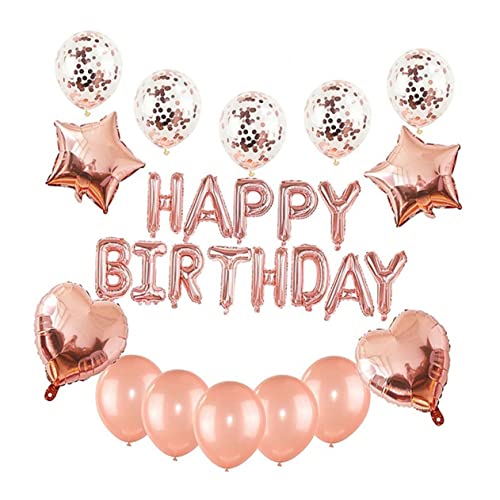 DECHOUS Geburtstagsballon Set Mit Buchstaben Und Konfetti 27 Teilig Roségoldene Dekoration Für Geburtstagsfeiern Kreative Party Supplies Für Unvergessliche Feiern von DECHOUS