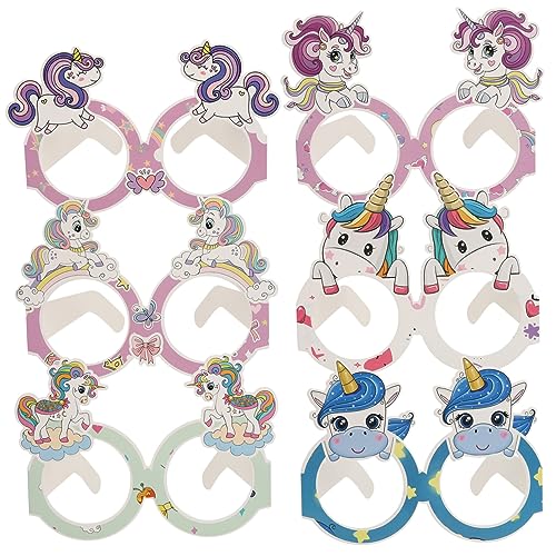 DECHOUS Einhorn Partybrille Dekorative Kindergeburtstagsbrillen Für Themenpartys Einhorn 6 Designs Je 4 Brillen Partyzubehör Für Kindergeburtstage Und Feiern von DECHOUS