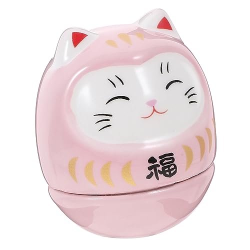 DECHOUS Dekorative Katzenfigur Japanische Tumbler Figurine Glückskatze Im Niedlichen Design Exquisite Katzen Deko Für Katzenliebhaber Glücksbringer Für Zuhause von DECHOUS