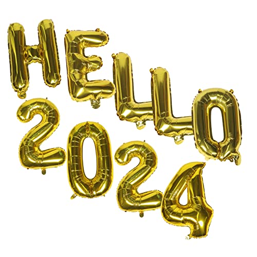 DECHOUS HELLO 2024 Zahlen Und Buchstabenballons Set Party Deko Für Neujahr Goldene Aluminiumfolie Luftballons Für Feierliche Anlässe Und Festlichkeiten Perfekte Partyaccessoires Für von DECHOUS